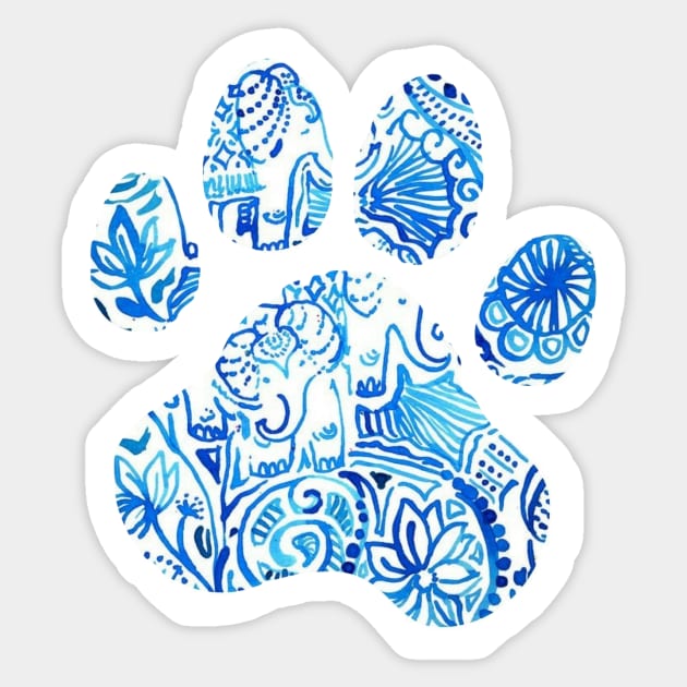 Blue Elephant Paw Print Sticker by annmariestowe